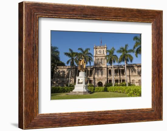 King Kamehameha Statue in Front of Aliiolani Hale (Hawaii State Supreme Court)-Michael DeFreitas-Framed Photographic Print