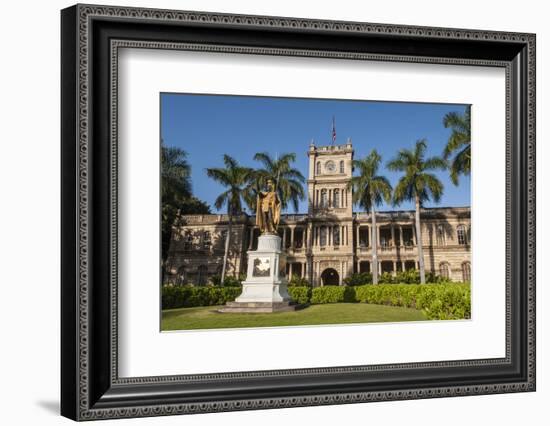 King Kamehameha Statue in Front of Aliiolani Hale (Hawaii State Supreme Court)-Michael DeFreitas-Framed Photographic Print