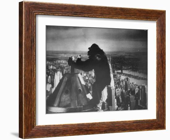 King Kong Clinging to Top of Empire State Building Tower in Horror Movie with Fay Wray in His Hands-Alfred Eisenstaedt-Framed Photographic Print