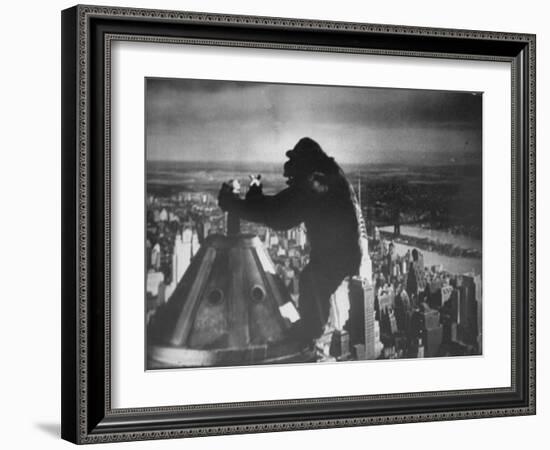 King Kong Clinging to Top of Empire State Building Tower in Horror Movie with Fay Wray in His Hands-Alfred Eisenstaedt-Framed Photographic Print