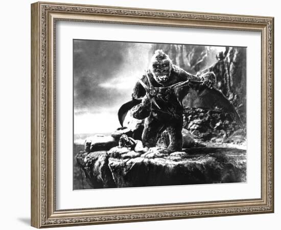 King Kong, Fay Wray, 1933, Kong Fighting Pterodactyl-null-Framed Premium Photographic Print