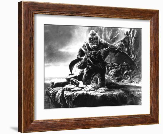 King Kong, Fay Wray, 1933, Kong Fighting Pterodactyl-null-Framed Premium Photographic Print