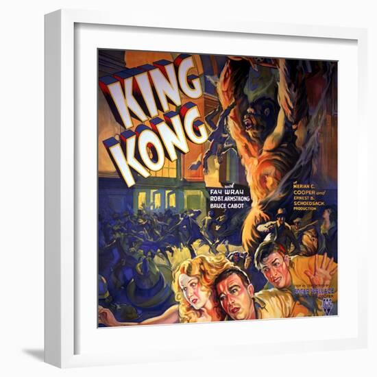 King Kong, Fay Wray, Robert Armstrong, Bruce Cabot, 1933-null-Framed Premium Giclee Print