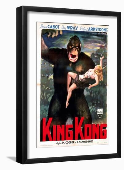 King Kong, Italian Poster Art, 1933-null-Framed Premium Giclee Print