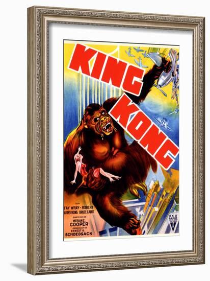 King Kong, 'King Kong' Holding Fay Wray Atop the Empire State Building, 1933-null-Framed Premium Giclee Print
