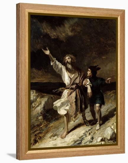 King Lear and the Fool in the Storm, Act III Scene 2 from "King Lear" by William Shakespeare 1836-Louis Boulanger-Framed Premier Image Canvas