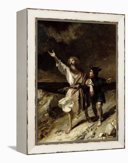 King Lear and the Fool in the Storm, Act III Scene 2 from "King Lear" by William Shakespeare 1836-Louis Boulanger-Framed Premier Image Canvas