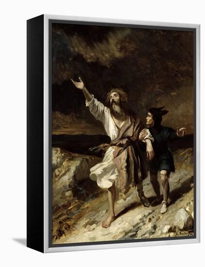 King Lear and the Fool in the Storm, Act III Scene 2 from "King Lear" by William Shakespeare 1836-Louis Boulanger-Framed Premier Image Canvas