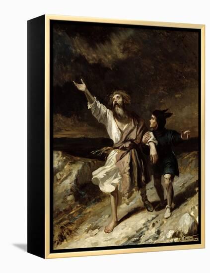 King Lear and the Fool in the Storm, Act III Scene 2 from "King Lear" by William Shakespeare 1836-Louis Boulanger-Framed Premier Image Canvas