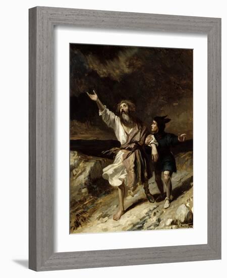 King Lear and the Fool in the Storm, Act III Scene 2 from "King Lear" by William Shakespeare 1836-Louis Boulanger-Framed Giclee Print