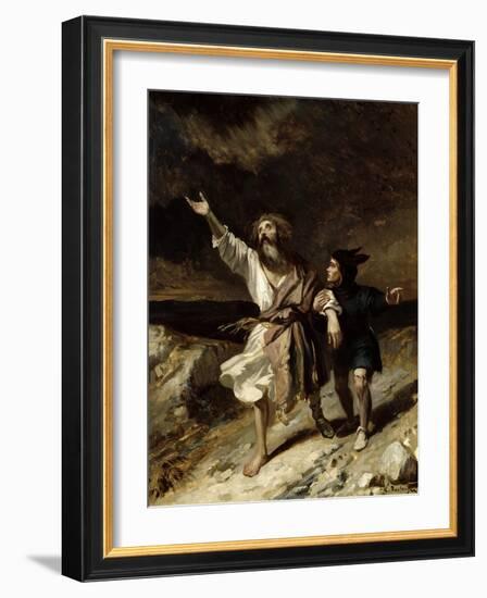 King Lear and the Fool in the Storm, Act III Scene 2 from "King Lear" by William Shakespeare 1836-Louis Boulanger-Framed Giclee Print