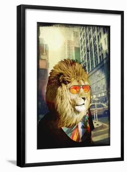 King Lion of the Urban Jungle-GI ArtLab-Framed Premium Giclee Print