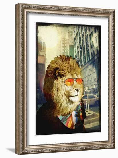 King Lion of the Urban Jungle-GI ArtLab-Framed Premium Giclee Print