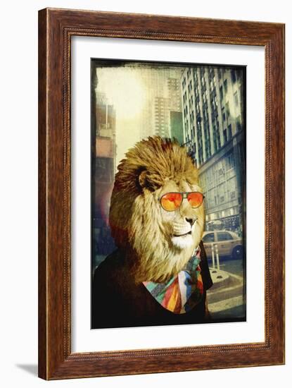 King Lion of the Urban Jungle-GI ArtLab-Framed Premium Giclee Print