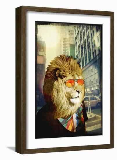 King Lion of the Urban Jungle-GI ArtLab-Framed Giclee Print