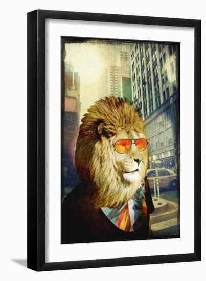 King Lion of the Urban Jungle-GI ArtLab-Framed Giclee Print