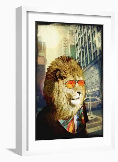 King Lion of the Urban Jungle-GI ArtLab-Framed Giclee Print