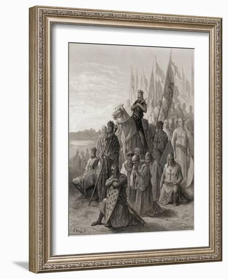 King Louis IX (1217-70) before Damietta, Illustration from 'Bibliotheque Des Croisades' by J-F.…-Gustave Doré-Framed Giclee Print