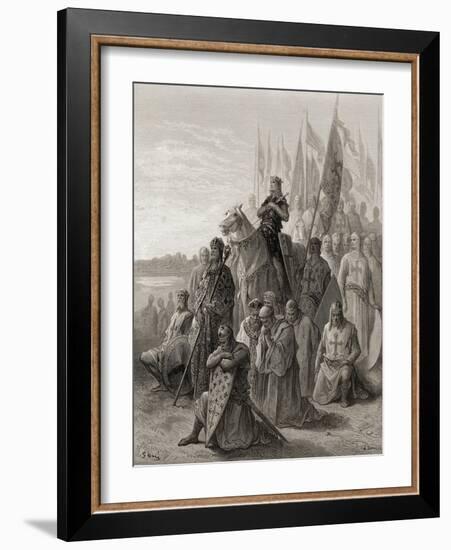 King Louis IX (1217-70) before Damietta, Illustration from 'Bibliotheque Des Croisades' by J-F.…-Gustave Doré-Framed Giclee Print