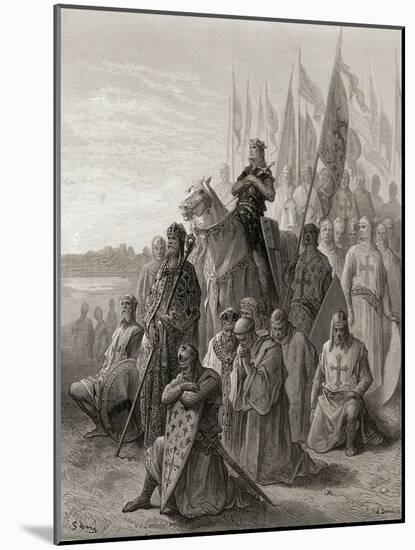 King Louis IX (1217-70) before Damietta, Illustration from 'Bibliotheque Des Croisades' by J-F.…-Gustave Doré-Mounted Giclee Print