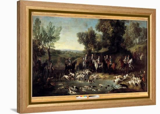 King Louis XV Hunting Deer in the Forest of Saint Germain in 1730 (Oil on Canvas)-Jean-Baptiste Oudry-Framed Premier Image Canvas