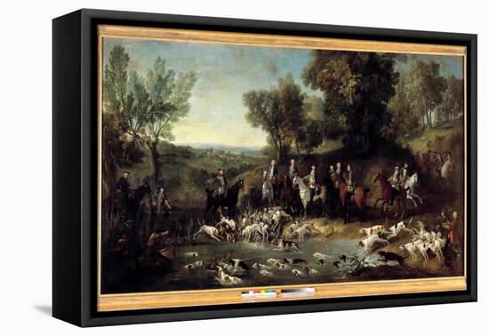 King Louis XV Hunting Deer in the Forest of Saint Germain in 1730 (Oil on Canvas)-Jean-Baptiste Oudry-Framed Premier Image Canvas