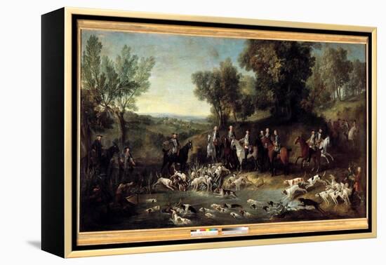 King Louis XV Hunting Deer in the Forest of Saint Germain in 1730 (Oil on Canvas)-Jean-Baptiste Oudry-Framed Premier Image Canvas