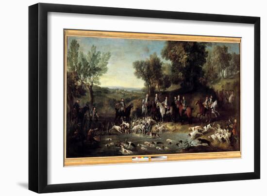 King Louis XV Hunting Deer in the Forest of Saint Germain in 1730 (Oil on Canvas)-Jean-Baptiste Oudry-Framed Giclee Print