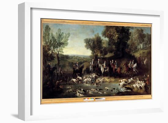 King Louis XV Hunting Deer in the Forest of Saint Germain in 1730 (Oil on Canvas)-Jean-Baptiste Oudry-Framed Giclee Print