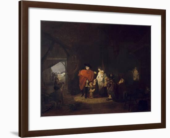 King Louis XVI Gives Alms to the Inhabitants of Versailles in Winter 1784-Louis Philibert Debucourt-Framed Giclee Print