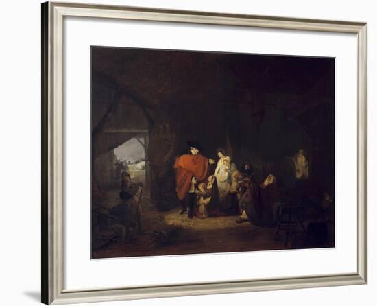 King Louis XVI Gives Alms to the Inhabitants of Versailles in Winter 1784-Louis Philibert Debucourt-Framed Giclee Print