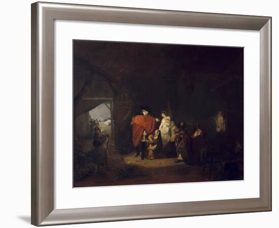 King Louis XVI Gives Alms to the Inhabitants of Versailles in Winter 1784-Louis Philibert Debucourt-Framed Giclee Print