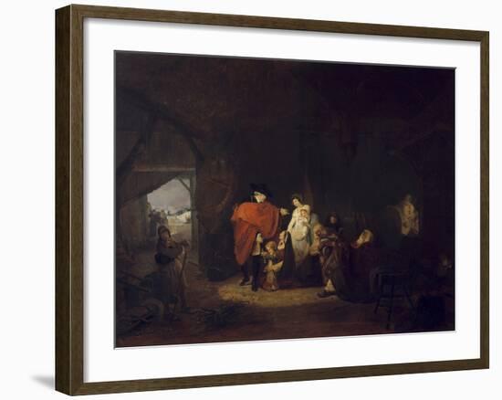 King Louis XVI Gives Alms to the Inhabitants of Versailles in Winter 1784-Louis Philibert Debucourt-Framed Giclee Print