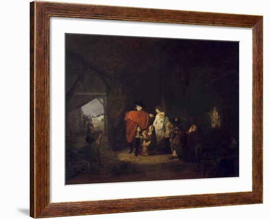 King Louis XVI Gives Alms to the Inhabitants of Versailles in Winter 1784-Louis Philibert Debucourt-Framed Giclee Print