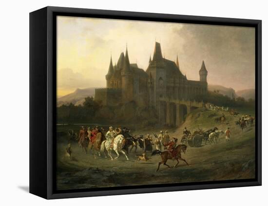 King Matthias Corvinus Just Returning from Hunting, 1872, by Antal Ligeti-null-Framed Premier Image Canvas