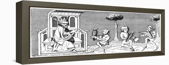 King Modus Teaching the Art of Falconry, 14th Century-null-Framed Premier Image Canvas