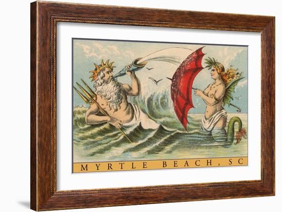 King Neptune with Mermaid, Myrtle Beach-null-Framed Art Print