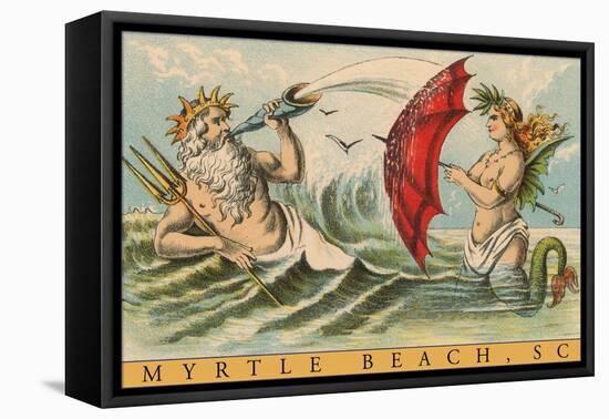 King Neptune with Mermaid, Myrtle Beach-null-Framed Stretched Canvas