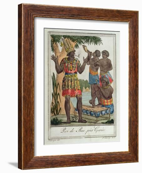 King of Bar, Near Gorée, Senegal, from Costumes De Différents Pays, 1796-Jacques Grasset de Saint-Sauveur-Framed Giclee Print