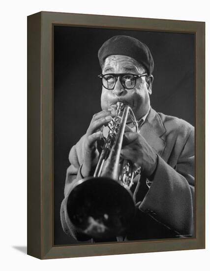 King of Bebop Trumpeters Dizzy Gillespie Playing "Cool" Jazz Tune During Jam Session-Allan Grant-Framed Premier Image Canvas