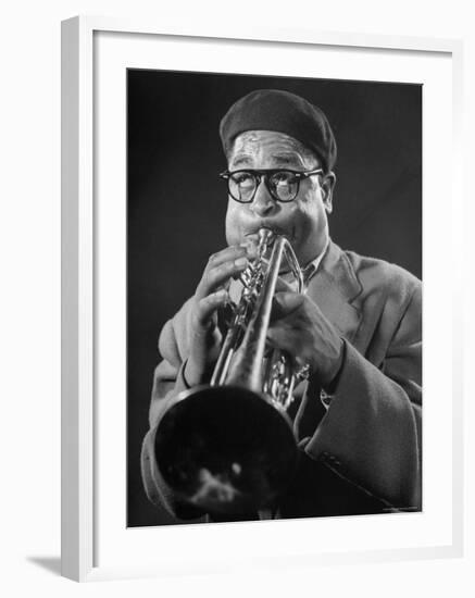 King of Bebop Trumpeters Dizzy Gillespie Playing "Cool" Jazz Tune During Jam Session-Allan Grant-Framed Premium Photographic Print