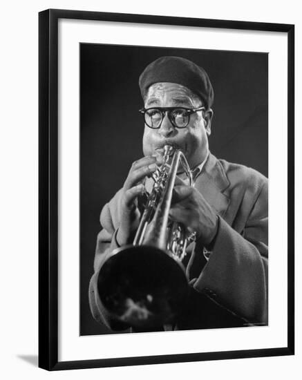 King of Bebop Trumpeters Dizzy Gillespie Playing "Cool" Jazz Tune During Jam Session-Allan Grant-Framed Premium Photographic Print