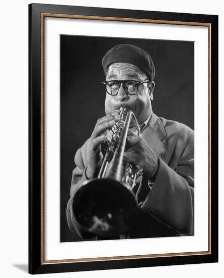 King of Bebop Trumpeters Dizzy Gillespie Playing "Cool" Jazz Tune During Jam Session-Allan Grant-Framed Premium Photographic Print