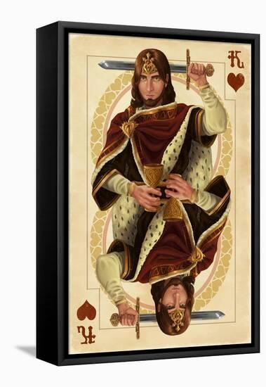 King of Hearts - Playing Card-Lantern Press-Framed Stretched Canvas