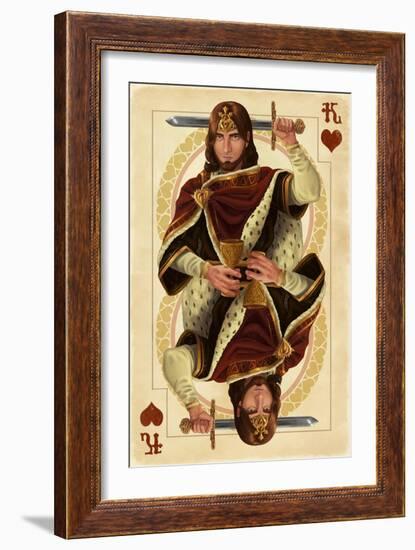 King of Hearts - Playing Card-Lantern Press-Framed Art Print