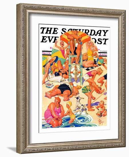 "King of the Beach," Saturday Evening Post Cover, September 3, 1932-Joseph Christian Leyendecker-Framed Giclee Print