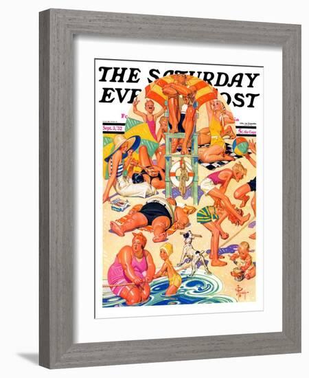 "King of the Beach," Saturday Evening Post Cover, September 3, 1932-Joseph Christian Leyendecker-Framed Giclee Print