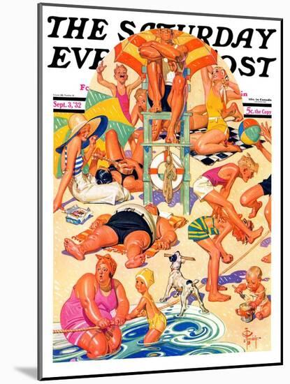 "King of the Beach," Saturday Evening Post Cover, September 3, 1932-Joseph Christian Leyendecker-Mounted Giclee Print