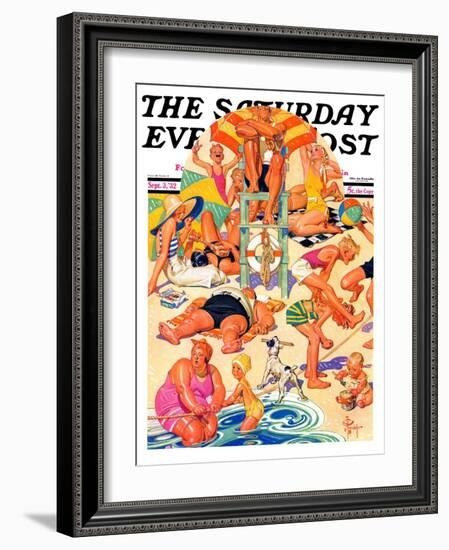 "King of the Beach," Saturday Evening Post Cover, September 3, 1932-Joseph Christian Leyendecker-Framed Giclee Print