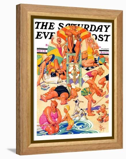 "King of the Beach," Saturday Evening Post Cover, September 3, 1932-Joseph Christian Leyendecker-Framed Premier Image Canvas